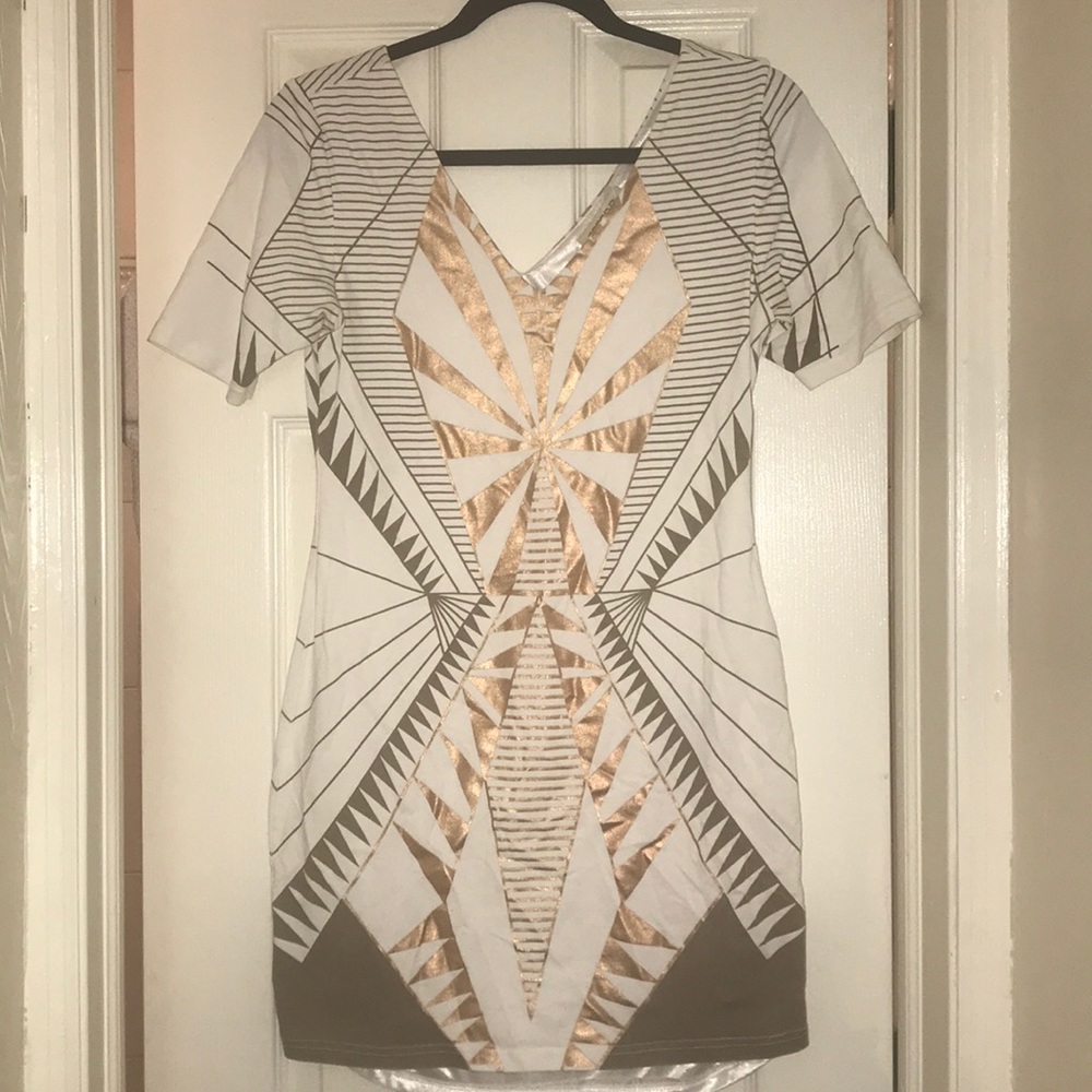White and Gold sequenced dress 👗